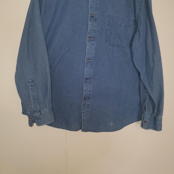 Mens Croft & Barrow Denim Oxford Long Sleeve Button Down Shirt - Picture 3 of 11